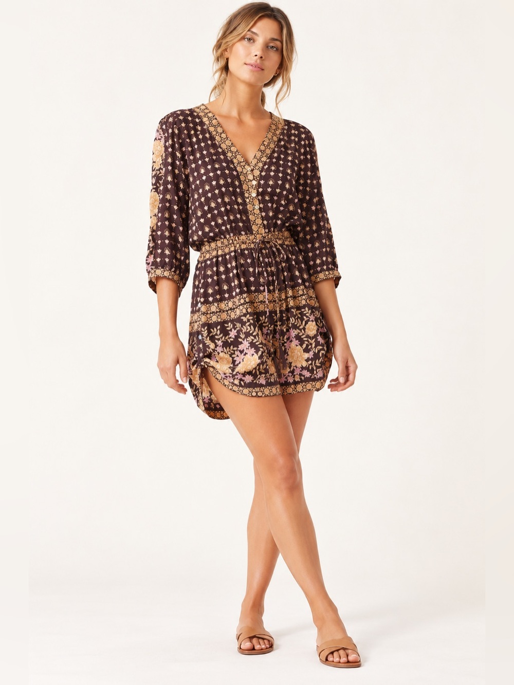 SPELL & THE GYPSY COLLECTIVE Desert Rose Romper Playsuit Brown Floral Medium